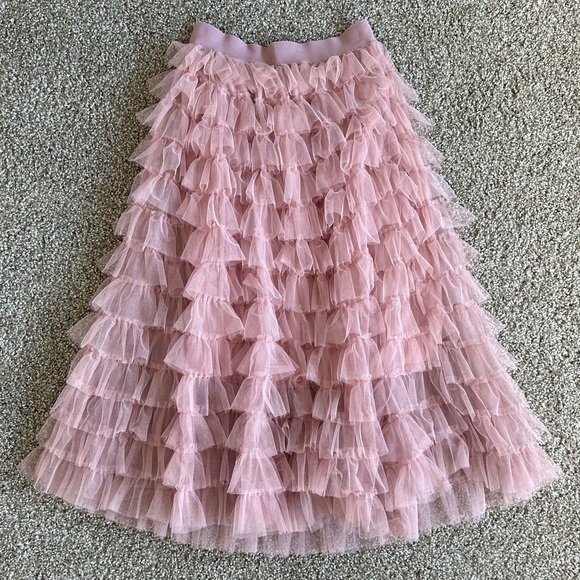 Vintage BETSEY JOHNSON Ruffle Tiered Tulle Skirt Ballet Pink Frilly Party Skirt - Picture 2 of 15